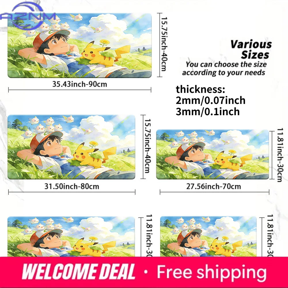 

Ash & Pikachu Sunny Meadow Relax Pokemon TCG Playmat Non-Slip Gaming Mouse Pad