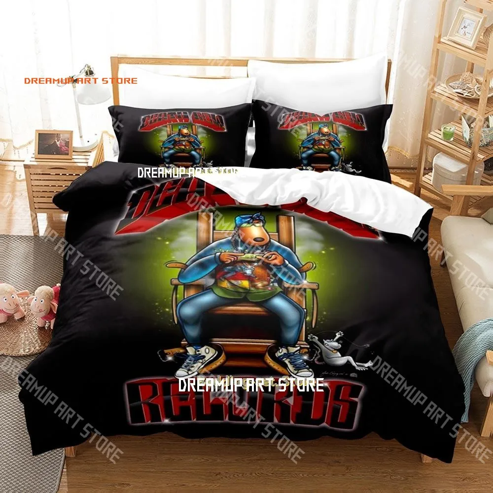 2026 Hip Hop Death Row Records Bedding Set Cartoon Anime Three-piece Set Adult Kid Bedroom Duvetcover Sets