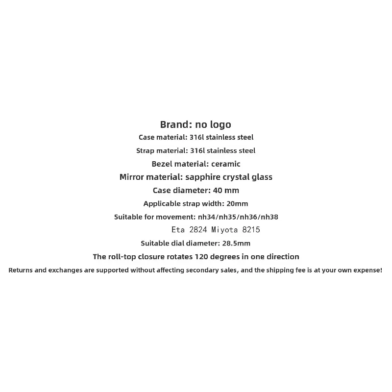حزام ساعة من الفولاذ المقاوم للصدأ للرجال لحركة NH35/Eta2824 28.5 ملم ملحقات التقويم #6
