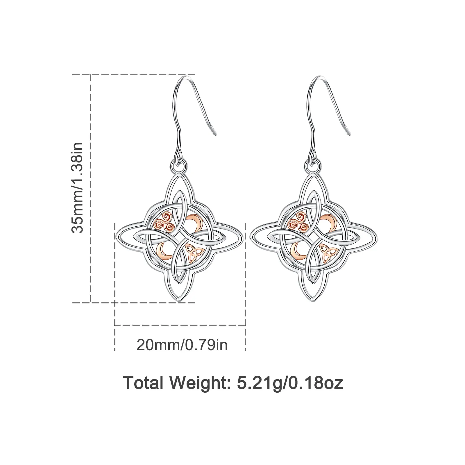 AEONSLOVE 925 Sterling Silver Witch Knot Earrings for Women Witchcraft Drop Earrings Amulet Wicca Pagan Jewelry Spiritual Gift