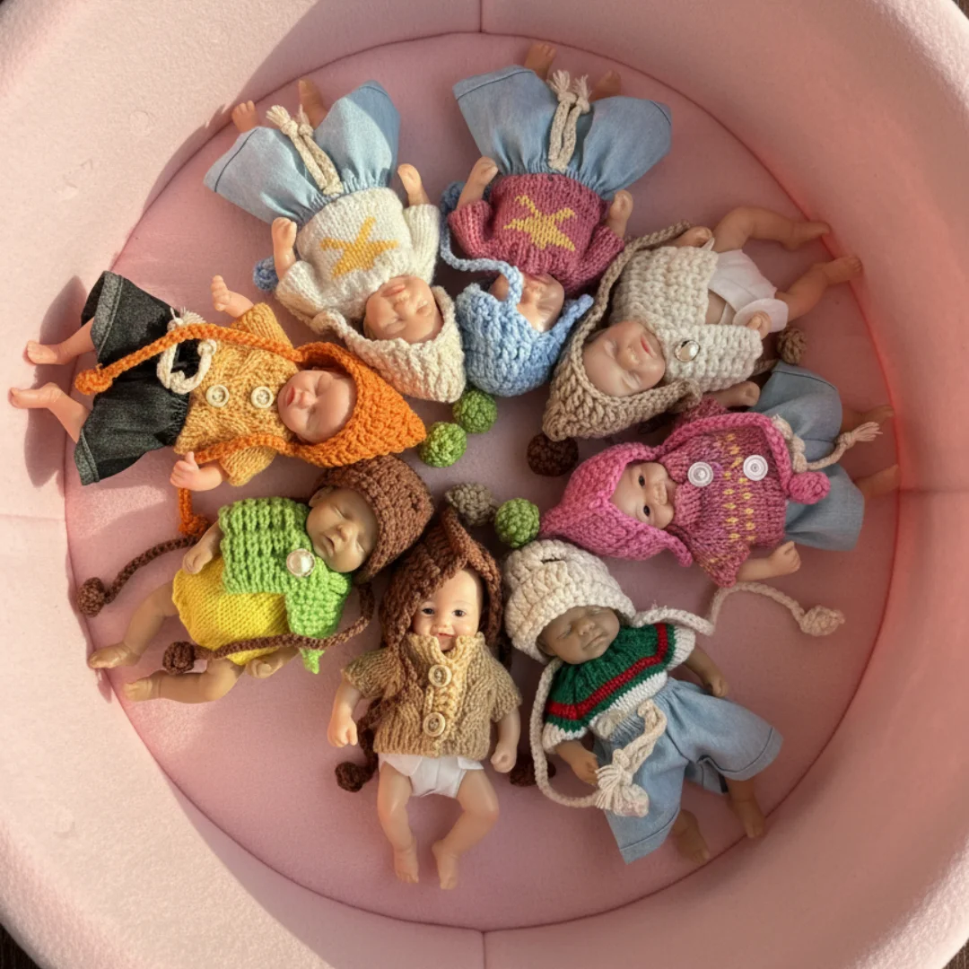 

6 Styles/1 Pcs Mini Palm 15cm bebe reborn de silicona Girl Dolls With Paint Skin Washable Silicone Body Soft Reborn Girl Doll