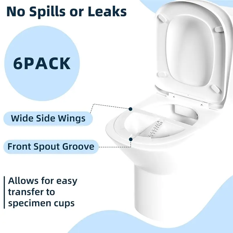 Urine Catcher 32 Oz/1000 Cc For Toilet, 6-Pack Urine Collection Hat For Women& Men, Specimen Pans