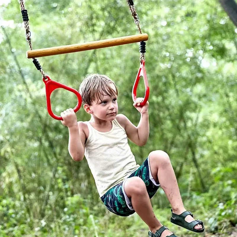 Gymnastics Hanging Rings Kids Jungle Gym Outdoor Indoor Home Gym Backyard Playground Play Obstacle Course Training