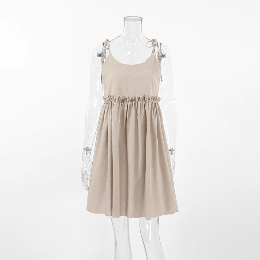 2025 Summer Effortlessly Chic Sultry Slip Dress Relaxed A-Line Linen Cotton for Women Smocked Detail Resort & Garden Party