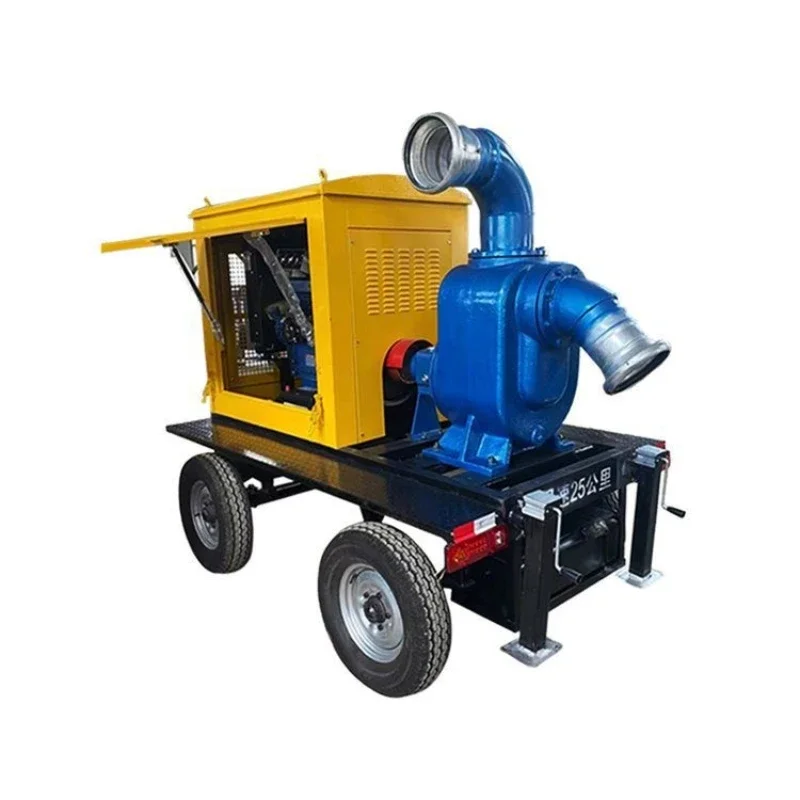 Self-priming mobile pump truck 500 cubic drainage pump truck flood control four-wheel flood control towing and pumping
