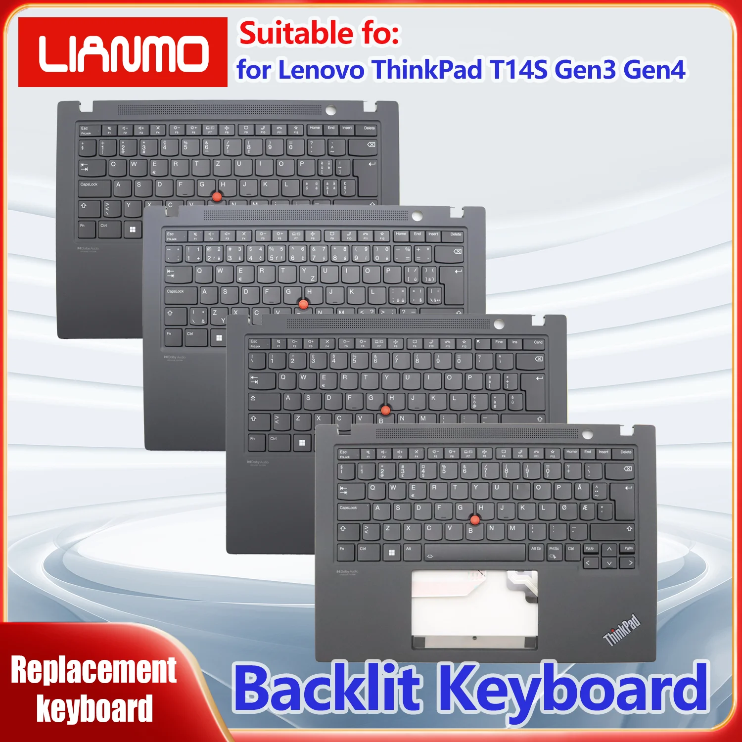 Arabic/Greece/Hebrew/Korean/Russian/Thai/US Layout for Lenovo ThinkPad T14S Gen3/T14S Gen4 C-shell Backlit Keyboard