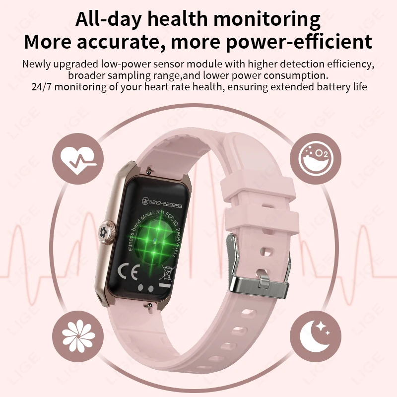 LIGE موضة الذكية الفرقة طوال اليوم الأكسجين في الدم 1.47 بوصة شاشة ثلاثية الأبعاد معدل ضربات القلب Smartband IP68 مقاوم للماء الرياضة في الهواء الطلق Smartwatch