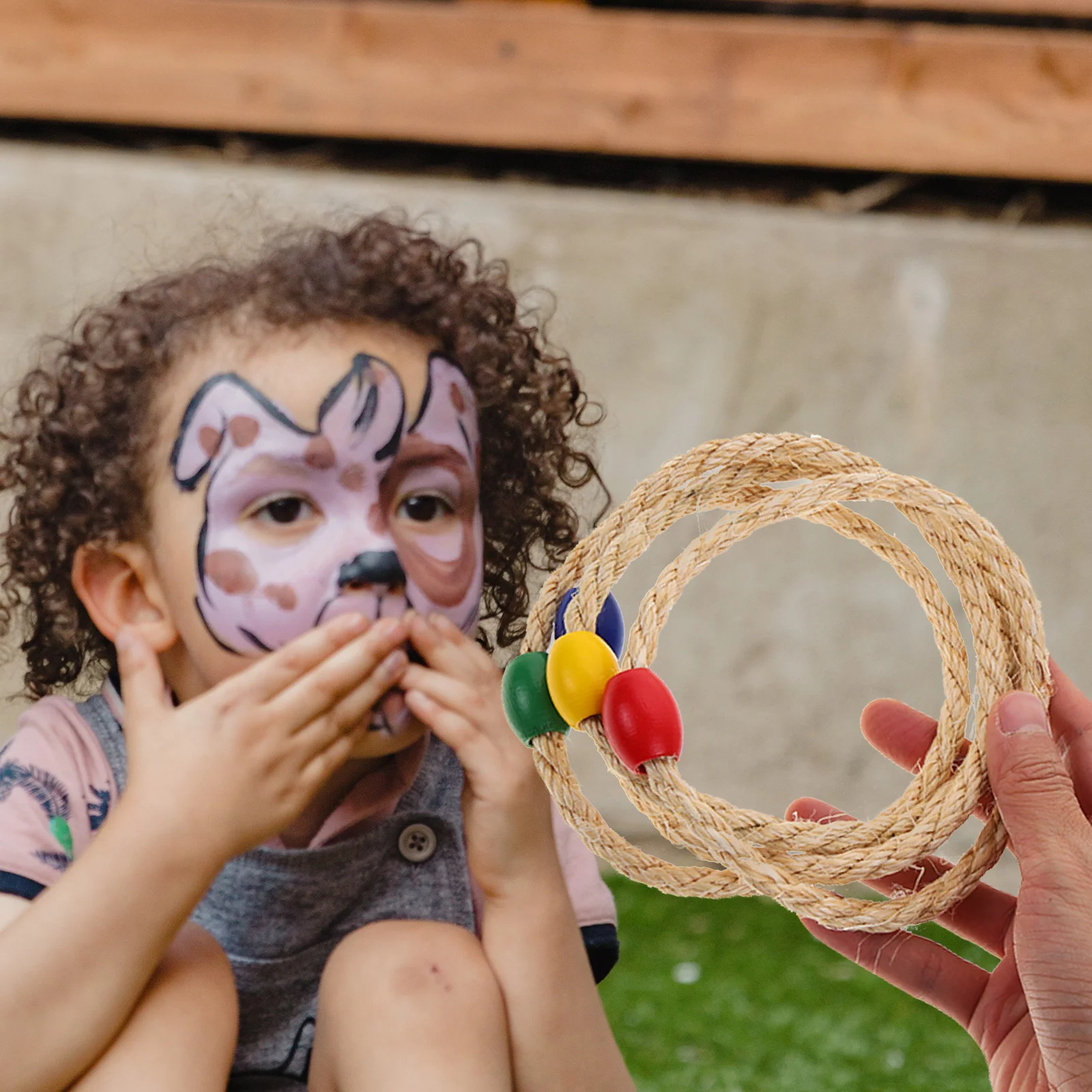 10 PCS Toy Kids Toss Game Natural Rope Ferrule Guinea Pig Toys Baby Wooden Ring Children Outdoor