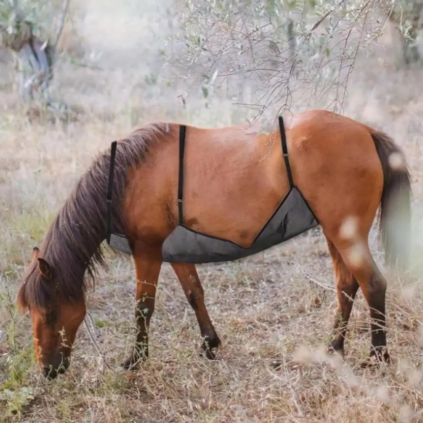Protector de vientre de hoja de mosca de caballo, manta envolvente cómoda, Protector de malla con correa ajustable para exteriores, granja, verano