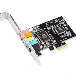 PCIE Sound Card 4.1 4 Track Inbuilt Stereo Panel PCI-Express X1 PC Audio Adapter Desktop Computer Volume Sound Effects Converter