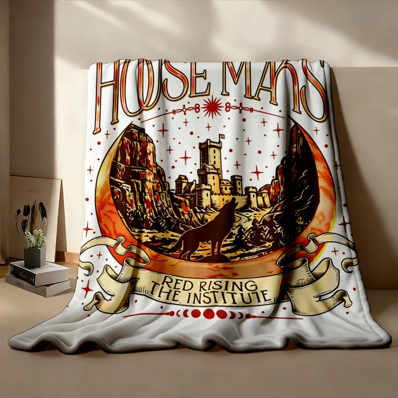 House Mars Red Rising Book Flannel Blanket, Red Rising Fan Merch Flannel Throw, The Institute