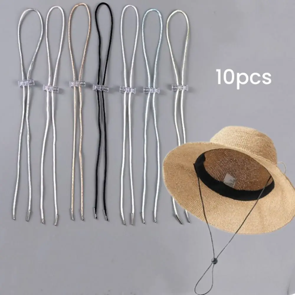 10pcs Removable Hat Chin Cord Straps Anti-lost Adjustable Hat Windproof Rope Fastener Lock Sun Hat Lanyard Straw Hat