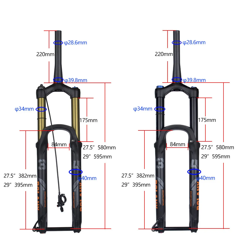 Aluminum Magnesium Alloy Bike Fork, Air Suspension, 29 Boost, 110mm Thru Axle, 15mm Cone Steerer, 34mm Stanchion 175mm, Travel