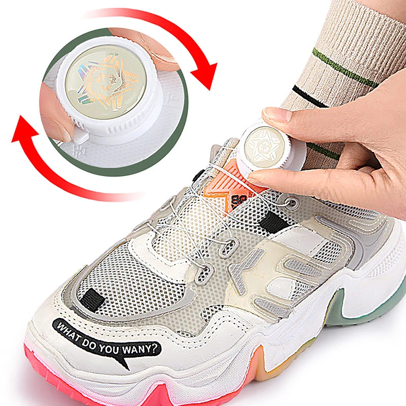 1 Pair Sneaker No Tie Shoe Laces For Kids/Adult Quick Lock Shoestrings Sneakers Metal Wire Swivel Automatic Buckle Rope