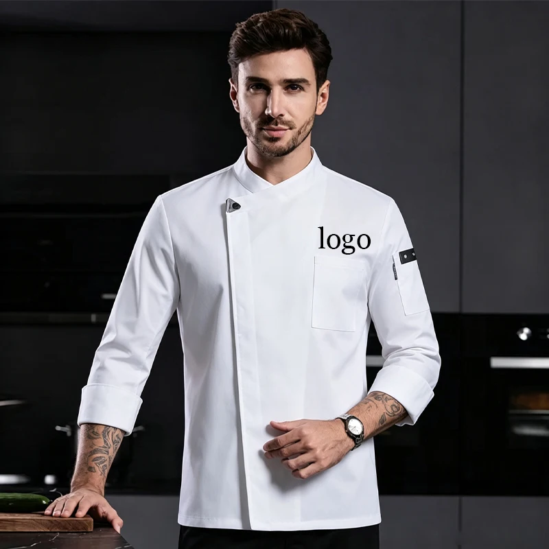 Custom Catering Chef Uniform Kitchen Shirt Restaurant Bakery Workwear Tops for Men Women Long Sleeve Cook Coat Design Logo Name