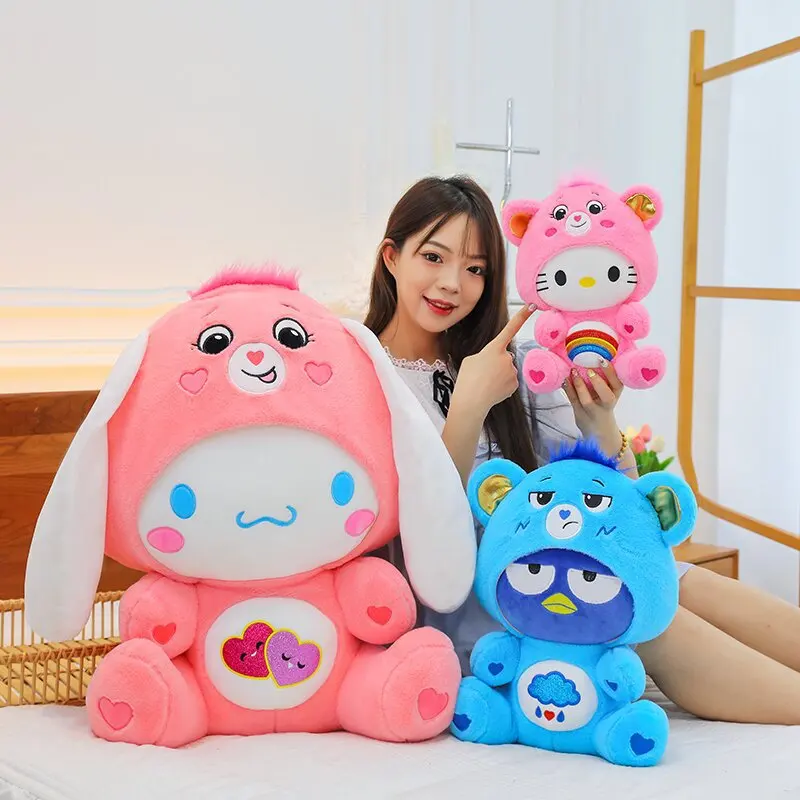 

65cm Cute Sanrio Hello Kitty Cinnamoroll Badtz Maru Plush Toy Big Size Cross-dressing Lotso Soft Stuffed Pillow Doll KT Cat Gift