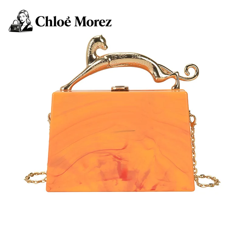 

Акриловая сумка-коробка ярких цветов, ручная банкетная сумка через плечо для маленькой свежей девушки