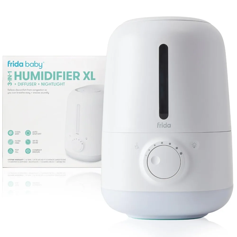 3-in-1 XL Top Fill Humidifier for Bedroom, 6L Tank Cool Mist Humidifier for Large Rooms + Diffuser, Nightlight, Auto Shut-Off