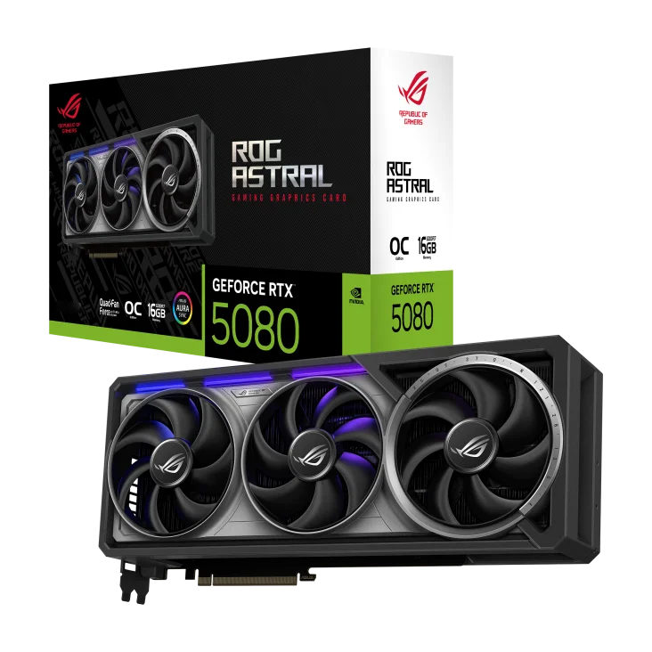 إصدار جديد لعام 2025 بطاقة رسومات الألعاب ROG Astral GeForce RTX 5080 16GB OC GDDR7 GPU AI بطاقات الفيديو للحوسبة لأجهزة الكمبيوتر الشخصية