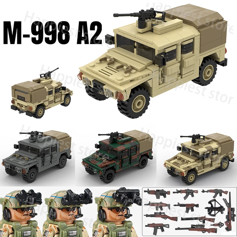 MOC Military Car US Hummers Vehicle  Building Blocks Weapons Solider Army Special Forces Accessories Kids Toys