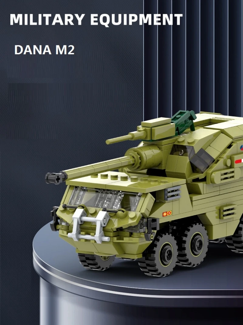 425PCS 다나 M2 2차 세계대전 군인 군대 무기 장갑차 탱크 빌딩 블록 모델 DIY 브릭 어린이 DIY 장난감 선물
