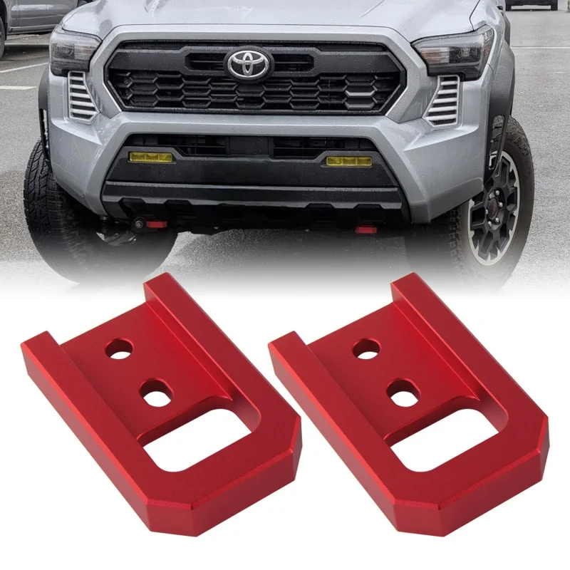 Left and Right Aluminium Front Tow Hooks For Toyota Tacoma 2024-2026 / 4Runner 2025-2026 2.4L Engine High Quality Red