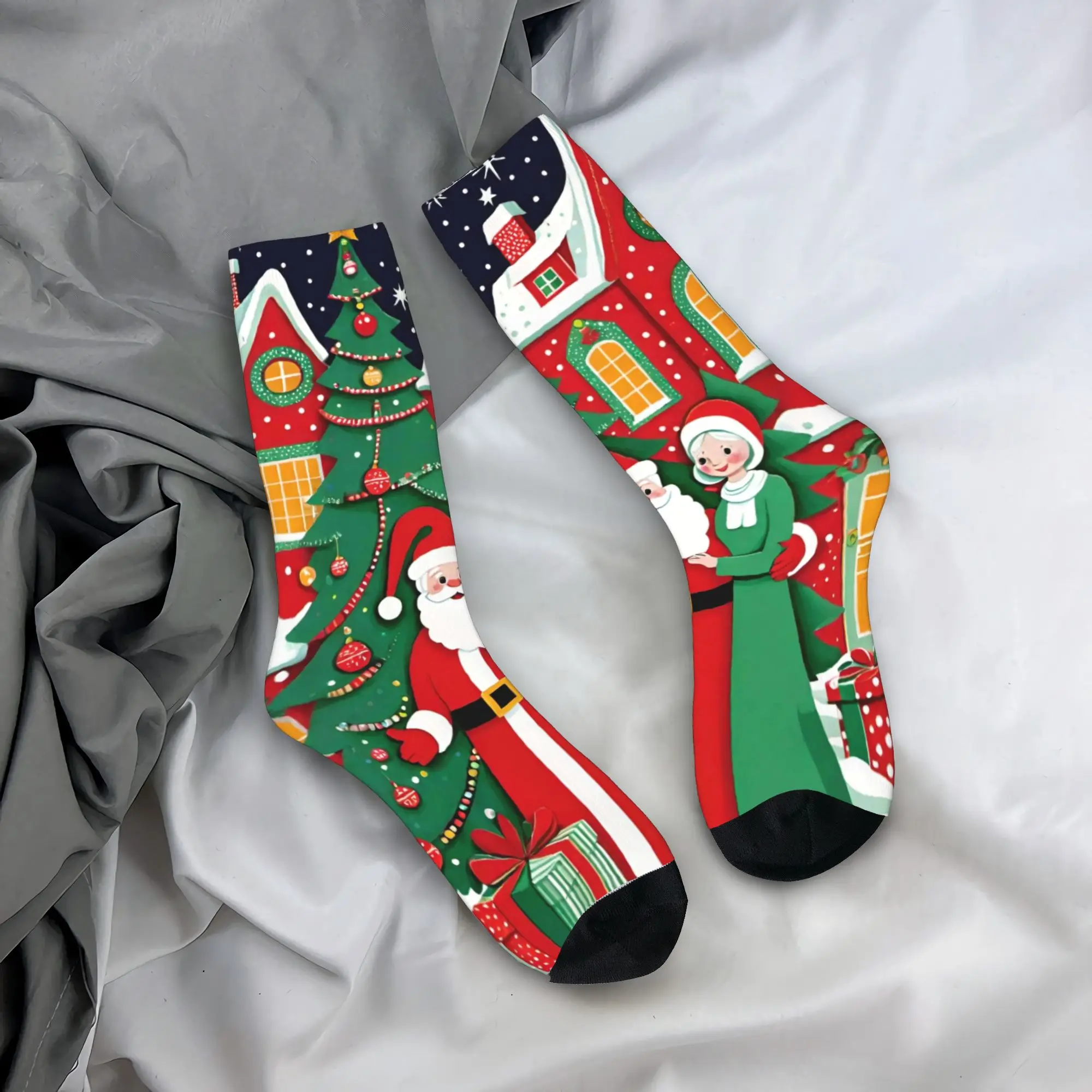 クリスマスサンタクロース靴下ノンスキッドストッキング女性男性ソフト通気性登山靴下秋モダンなパターン靴下