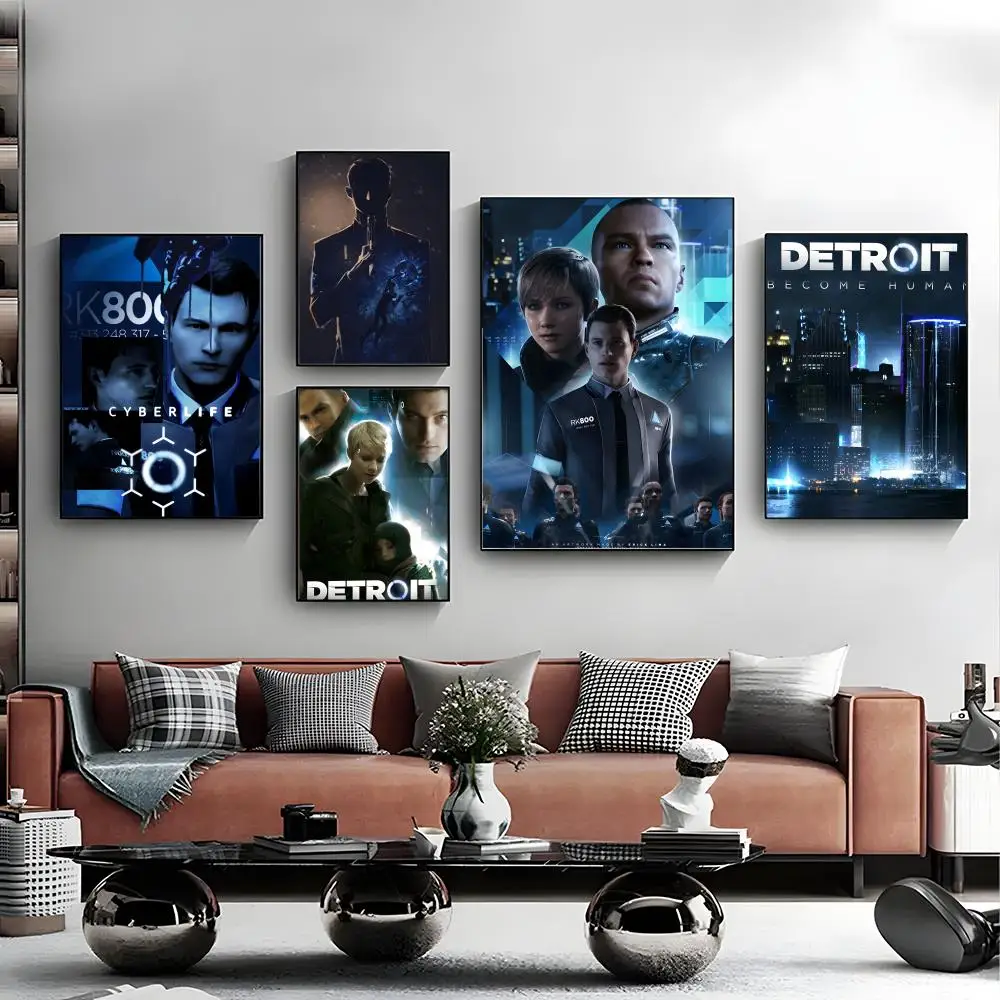 D-Detroit b-côome – affiche de jeu interactif humain, toile murale imprimée, décoration murale pour la maison, cadeau sans cadre