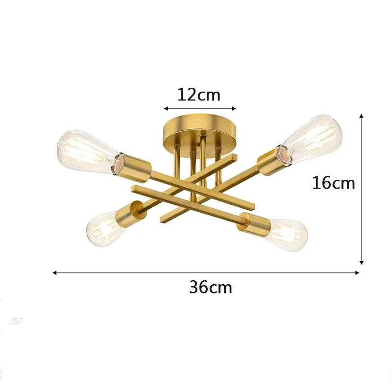 Lámpara de techo moderna Sputnik, luz nórdica semiempotrada, Luces de decoración Vintage para el hogar, accesorio de iluminación, plafón LED