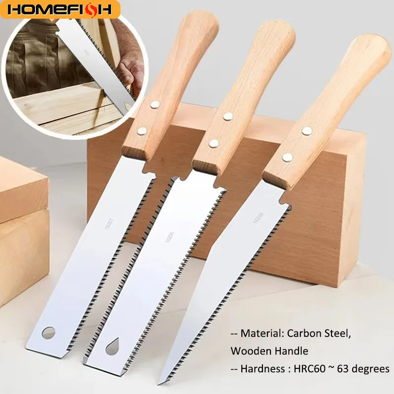 Japanese Style Hand Saw Single/Double Sided Fine Tooth Wood Saw SK5 Steel Flexible Hand Saw Garden Hand Tool for Woodworking