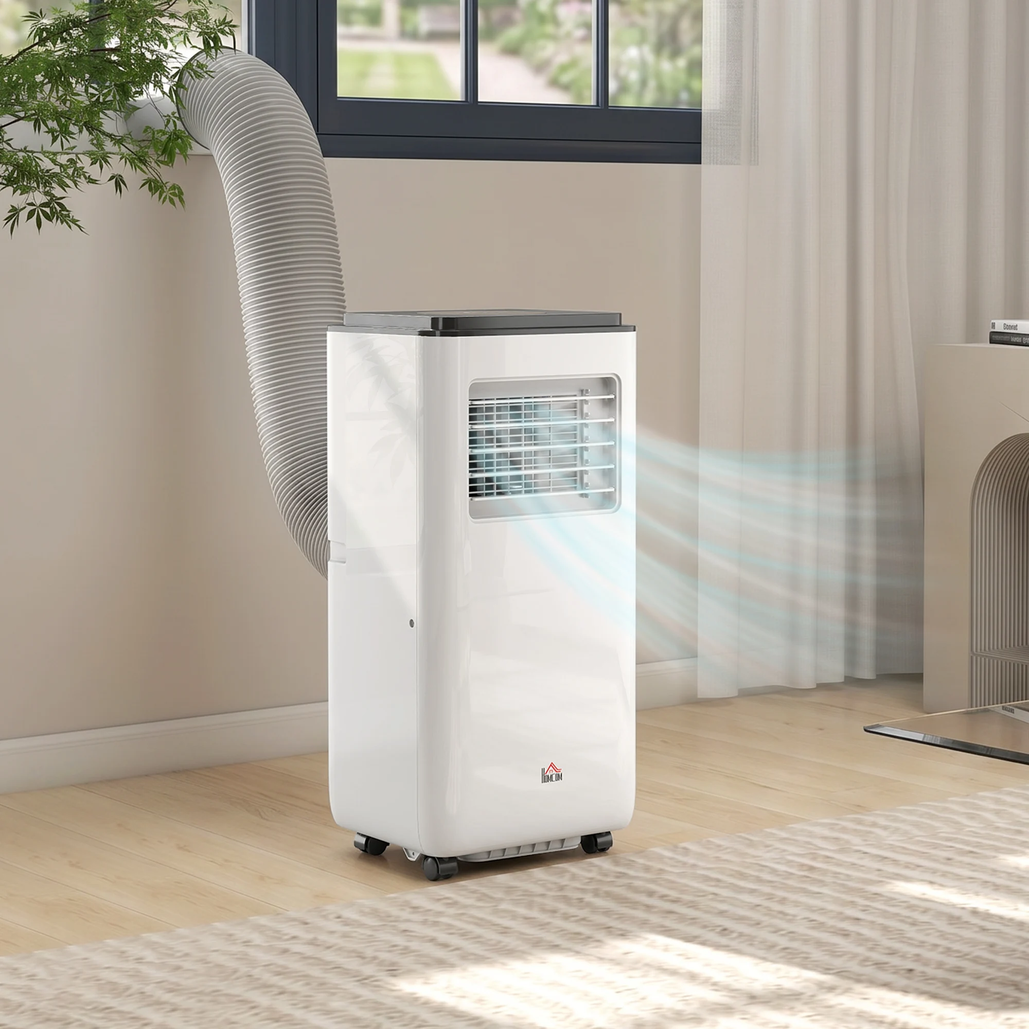 10,000 BTU Moible Air Conditioner 440 Sq. Ft., Dehumidifier Fan Auto Sleep with 24H Timer On/Off, Window Kit, White