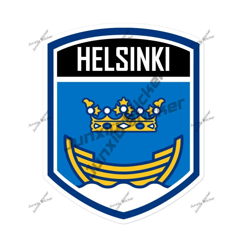 

Funny Helsinki Finland Flag Emblem Stickers Finnish City Shield Waterproof Decals Occlusion Scratch Decor For Bumper Bodywork
