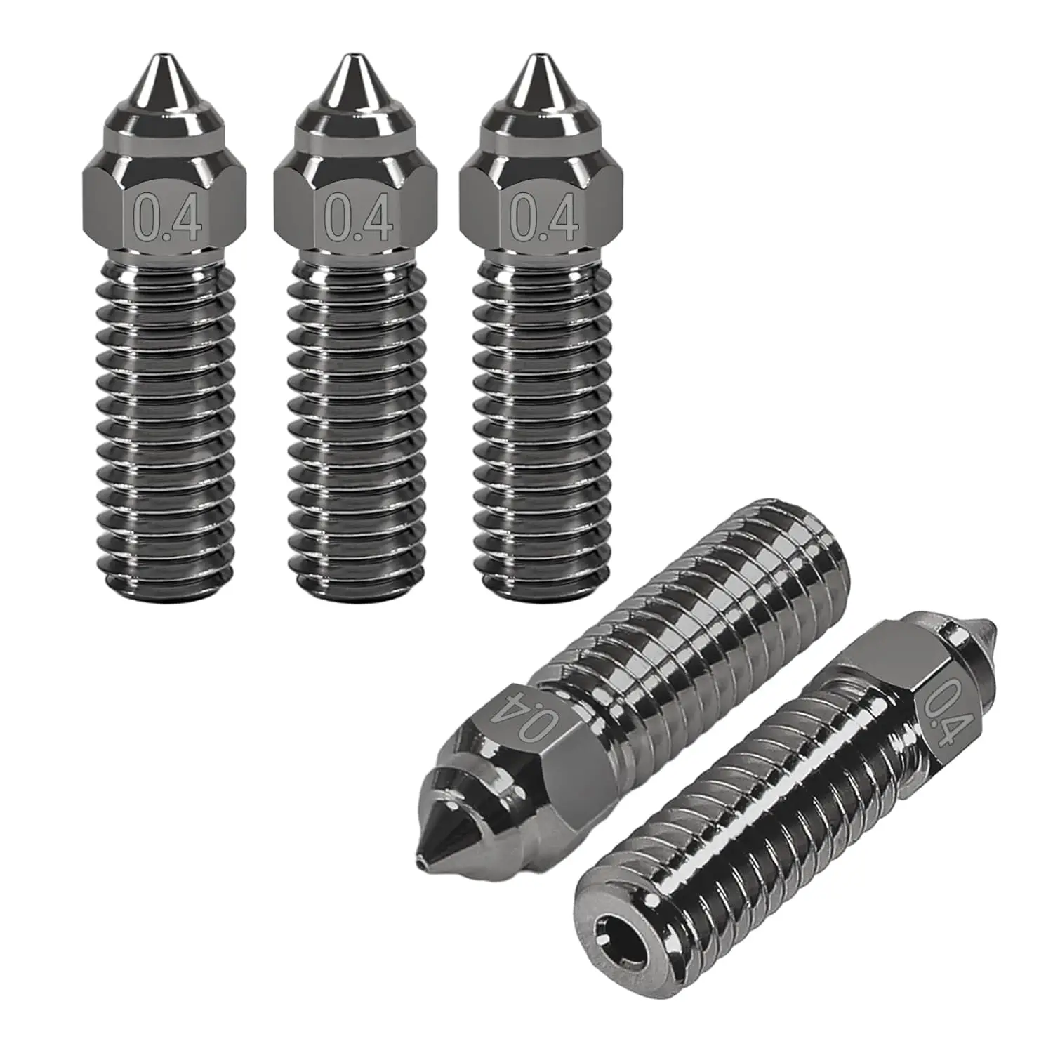 

5PCS K1 Nozzles 3D Printer Hardened Steel Nozzles 0.4mm, High-Speed Printing and High Flow Extruder Nozzles for K1, K1 Max, CR-M