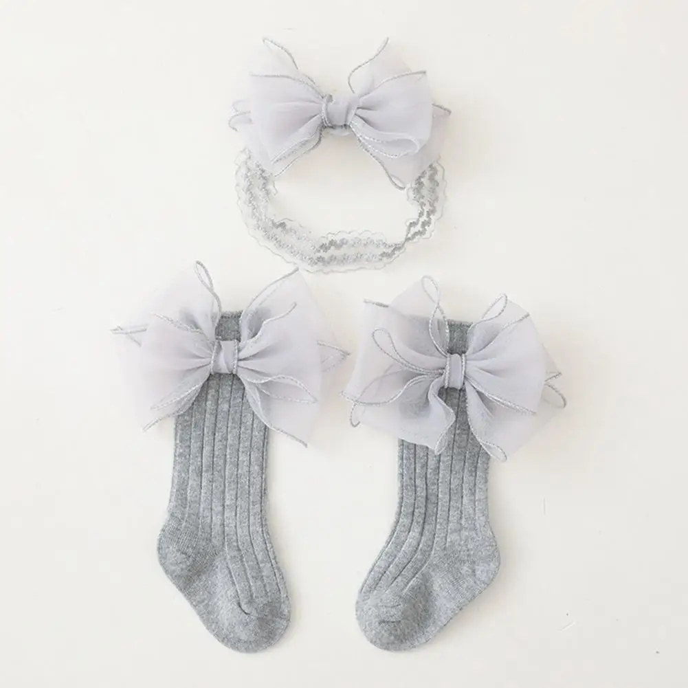 1 Set Beautiful Children's Socks Perfect Fitting Baby Socks Lovely Lace Baby Socks with Hairband  Dress Up