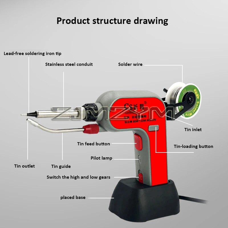 Imagem -04 - Pistola de Solda Elétrica Automática com Estanho Alta Potência Ferramentas de Solda Doméstica Profissional 100w 120w