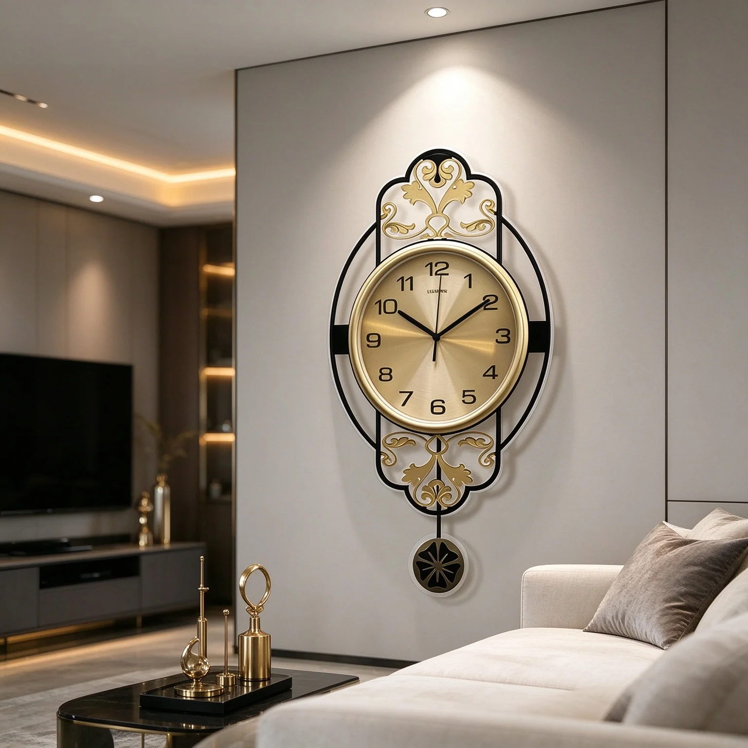 Luxury Metal Wall Clock Living Room Modern Aesthetic Silent Wall Clock Elegant Large New Chinese Pendulum Clocks Home Ornament