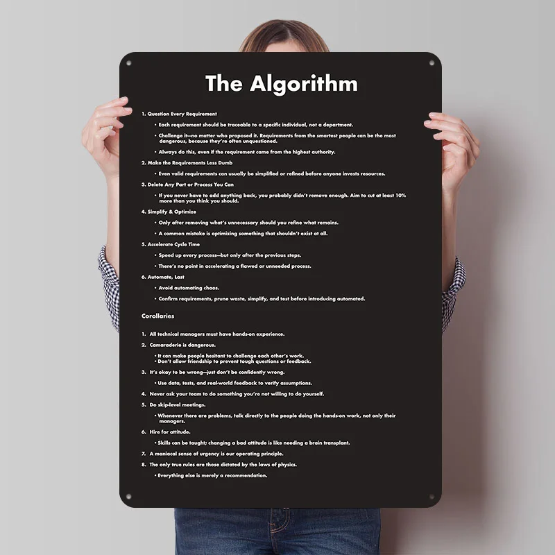 L'algorithme – Un plan d'action pour l'innovation, affiche métallique personnalisée, art mural rétro vintage, panneaux en tôle pour la décoration de bureau ou de la man cave