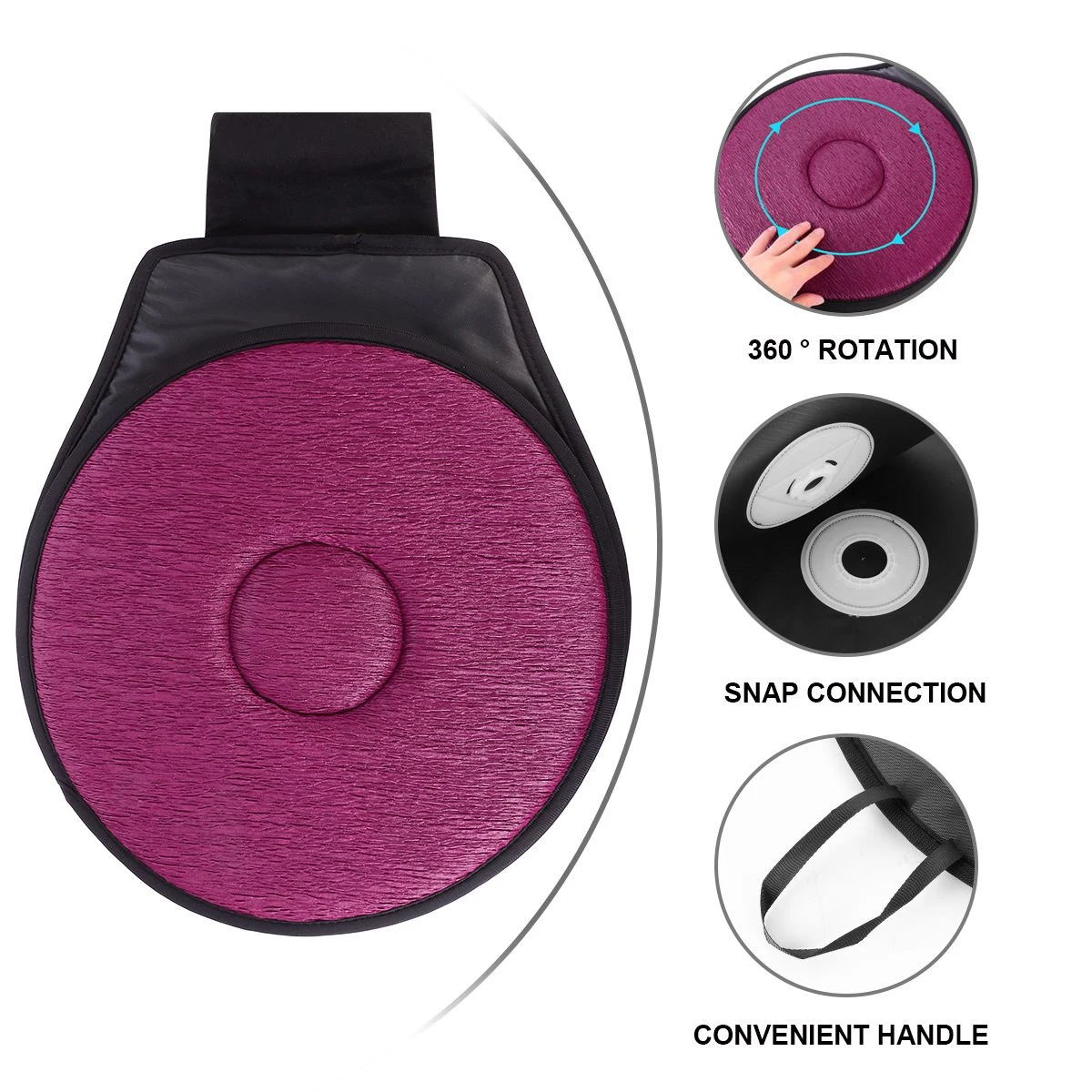 

360 Degree Rotating Seat Cushion for Car Office Chair Anti-Slip Swivel Base Breathable Lightweight Portable Comfortable Support