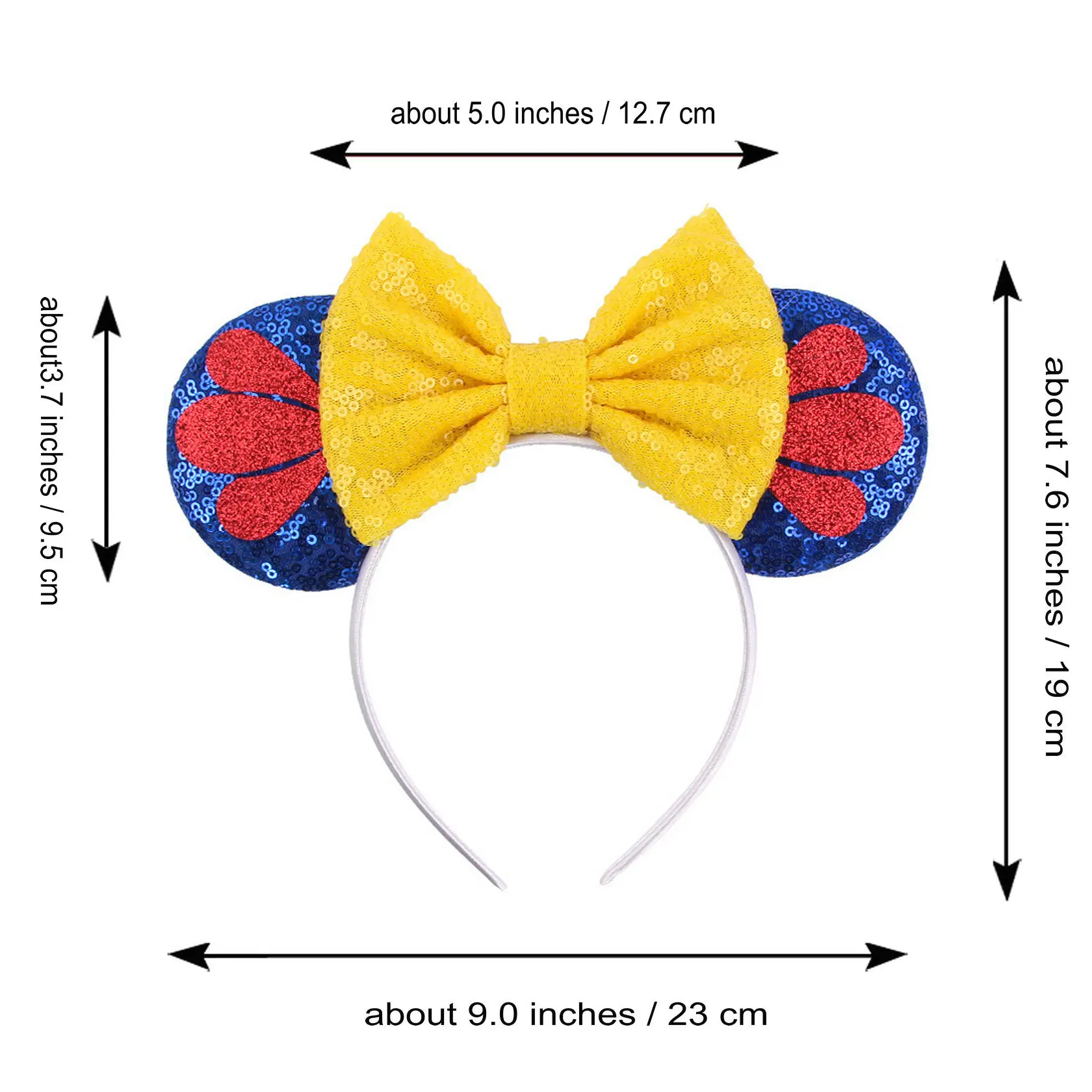 2024 Festival Party Hair Accessories Mouse Ears Head Bands Snow-White Bow Knot Glitter Headbands For Kids Princess Head Bands