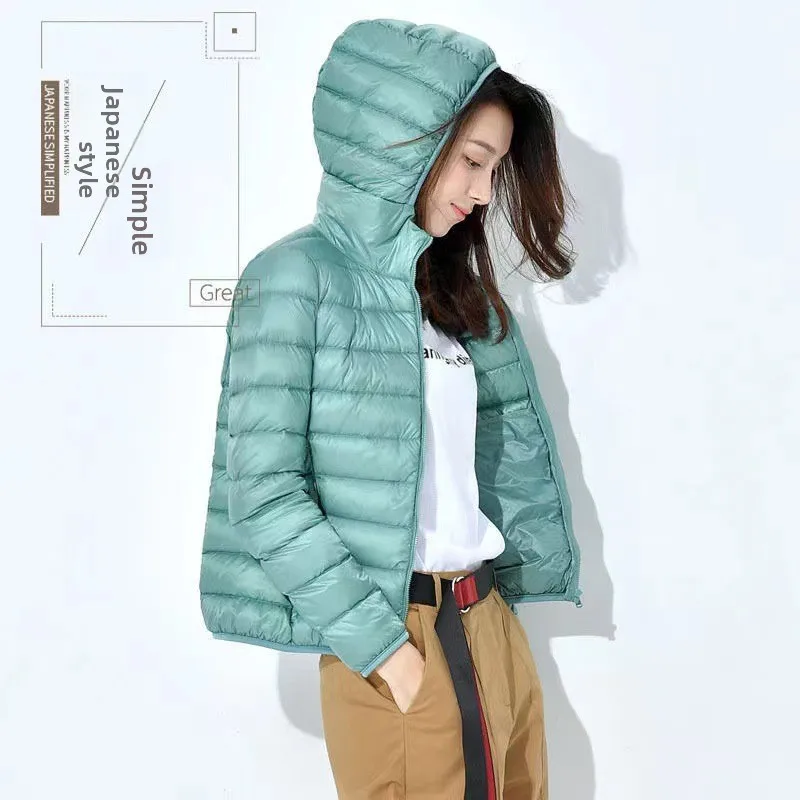 

Slim Fit ort Korean Sle Cotton Jaet Women's Stand Collar Hooded Light Weight Women's Faionable Winter Coat
