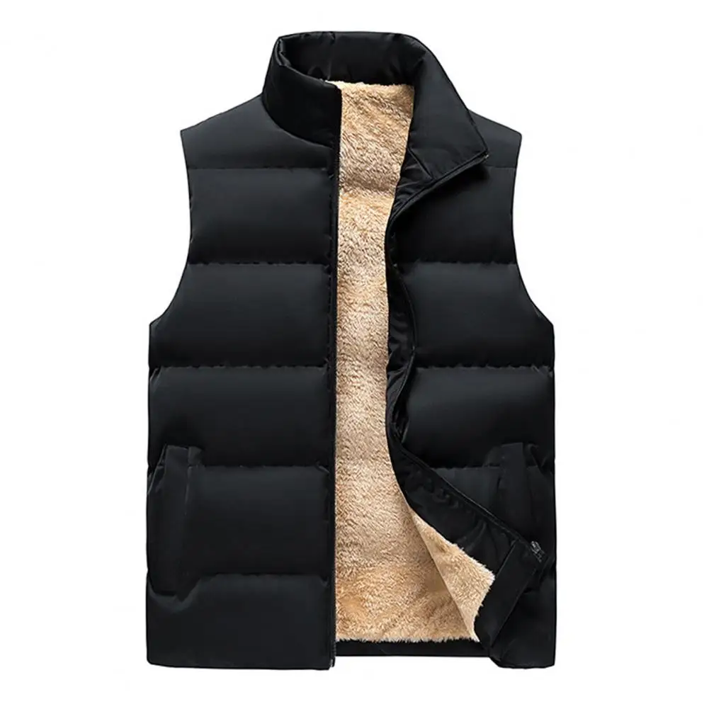 Men Casual Heated Vest Lapel Collar Sleeveless Winter Vest With Multi-pockets Thickened Warm Waterproof Winter Outerwear