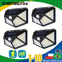 1-4PCS Solar LED Wall Light,100 LED Outdoor Motion Sensor Lights Waterproof Solar Wall Lamp for Garden Fence Yard Pathway Stairs