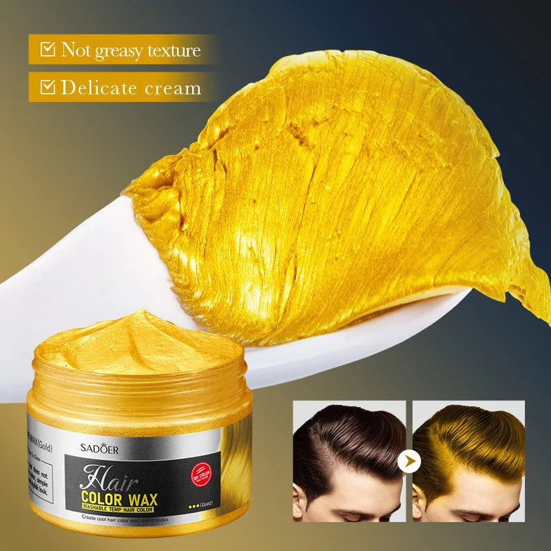 SADOER Hair Colour Wax Easy To Wash DIY Hairs Dyed Mud Long Lasting Dye for Eyebrow Beards Coloring Temporary Hair Cream 120g