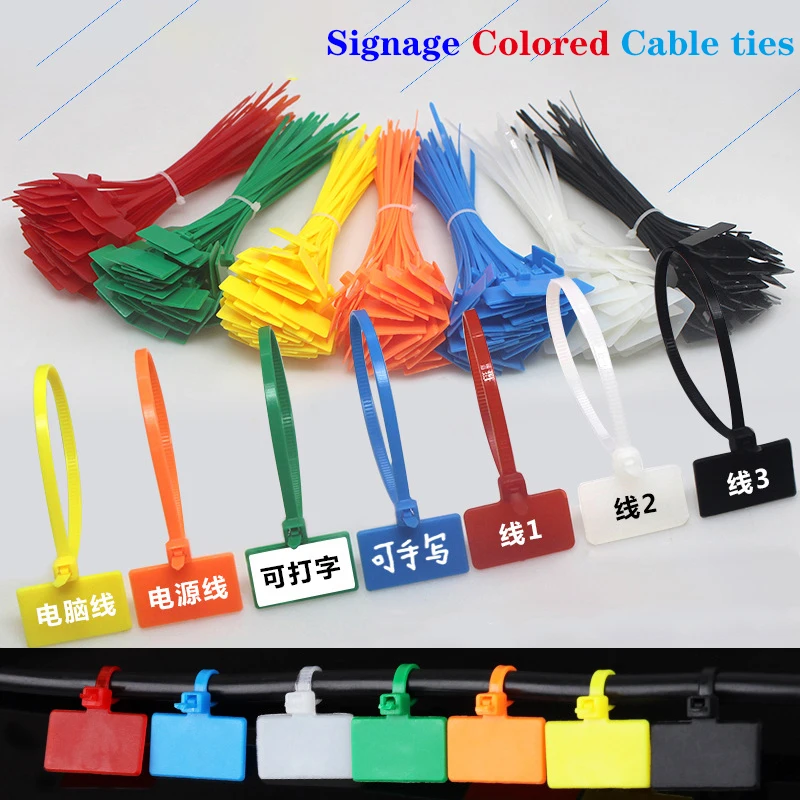 

100 Pcs Color Nylon Cable Ties Labels Easy Mark3x100 /4x150 Plastic Loop Ties Markers Cable Labels Self Locking Ties