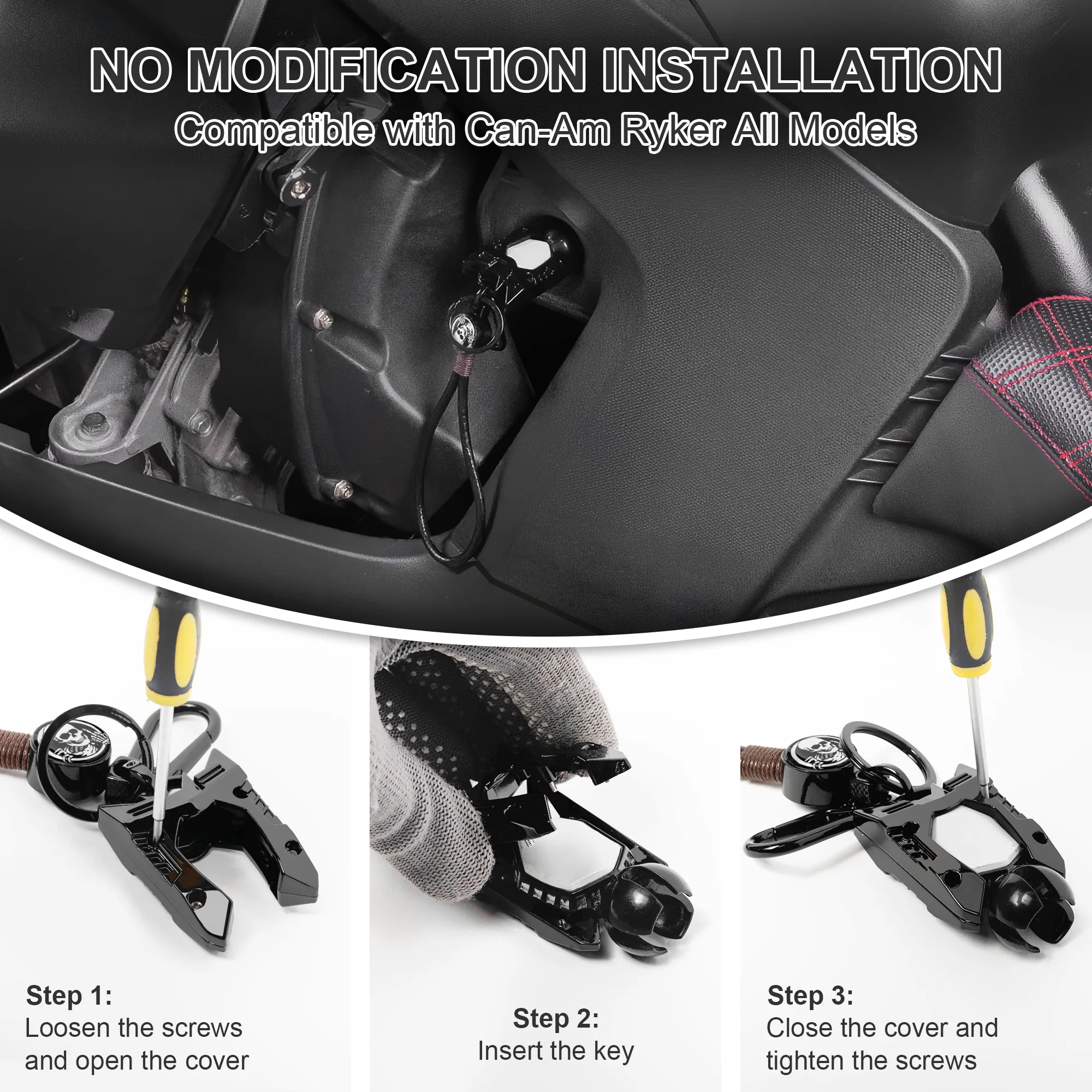 Leather Key Fob Cover with Lanyard | Sporty Ignition Key Shell & Case for Can-Am Ryker Motorcycle Accessory