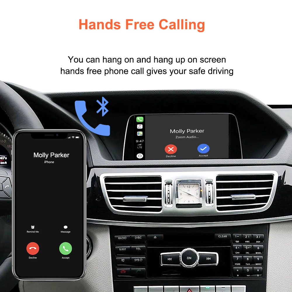Bonroad Carplay Android Auto Interface für Mercedes Benz A B C M E Klasse GLA CLA GLK SLK CLS GL W204 W176 W246 NTG 4.5 Airplay – Detail 12