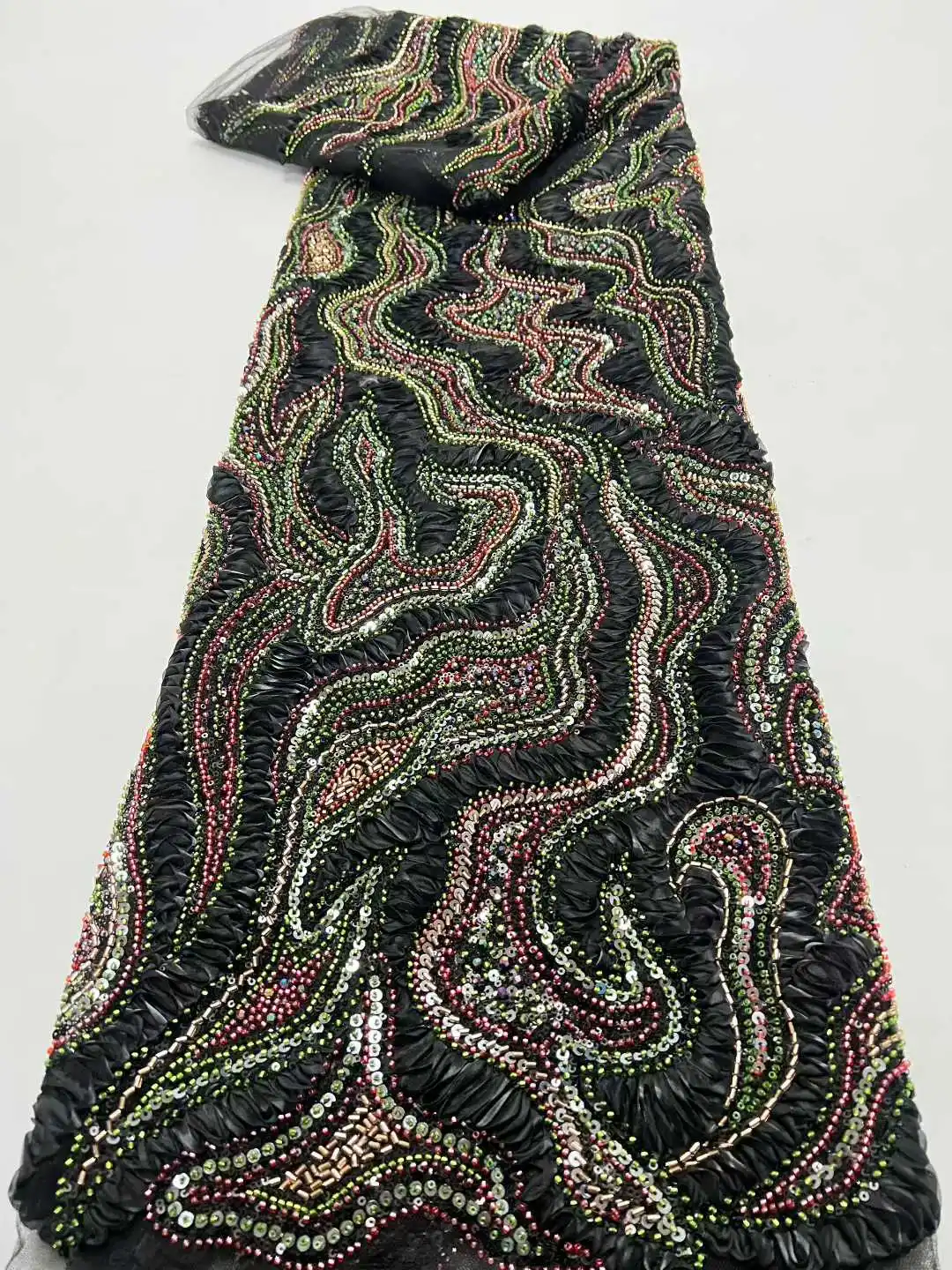 

Роскошная нигерийская африканская кружевная ткань с бисером, высококачественная ткань с вышивкой пайетками, африканская французская кружевная ткань для пошива платьев