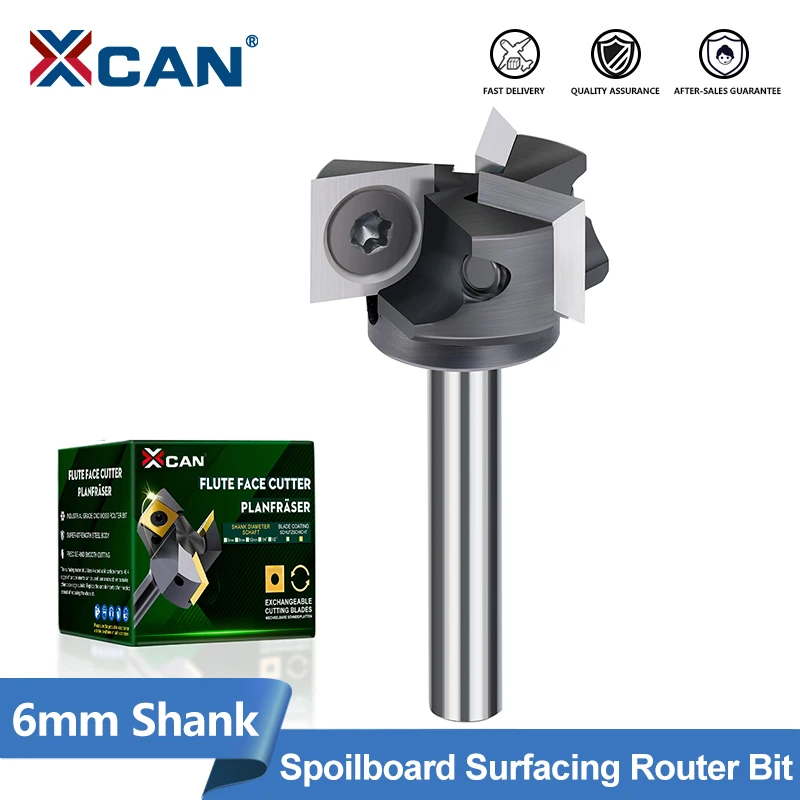 Fraise à rainurer XCAN 6 mm pour CNC, fraise à surfaçonner les panneaux de 25,4 mm de diamètre, fraise à dégauchir le bois
