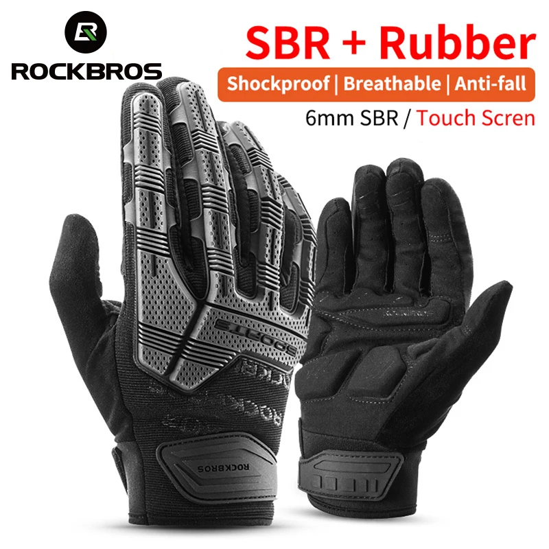 ROCKBROS Bicycle Gloves Autumn Winter Fleece Bike Gloves Sport MTB Road SBR Pad Shockproof Breathable Cycling Full Finger Gloves