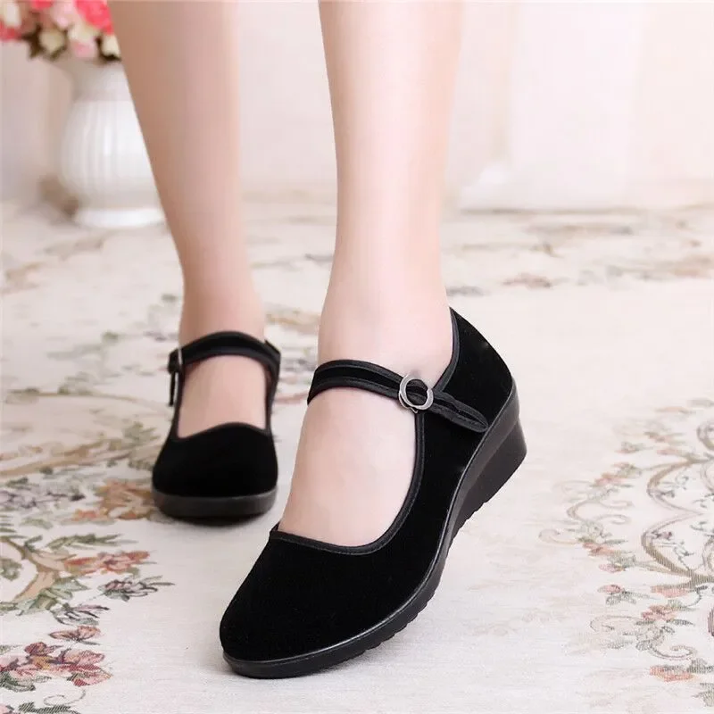 Sapatos Femininas Women Light Weight Comfort Black Flock Ballet Dance Flat Shoes Lady Casual Home & Street Comfort Shoes A102